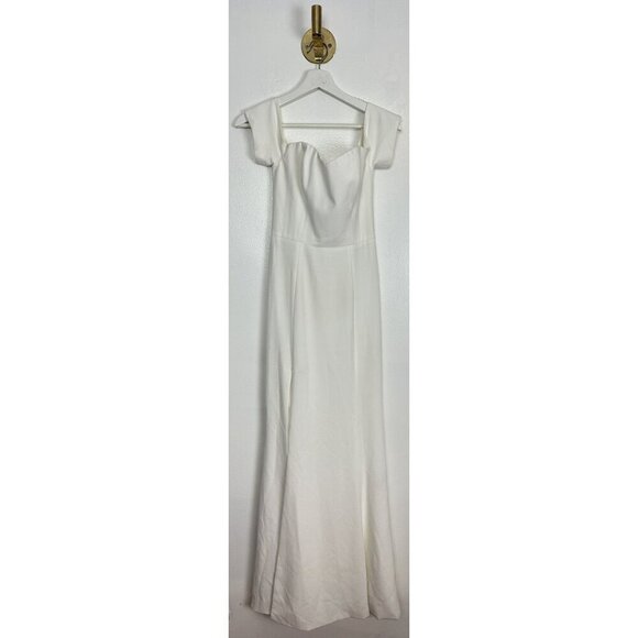 DRESS THE POPULATION Logan Off the Shoulder Evening Dress in Off White X-Small - Picture 5 of 15